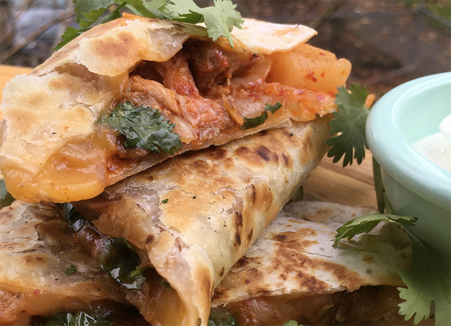 Korean Pork and Kimchi Quesadilla