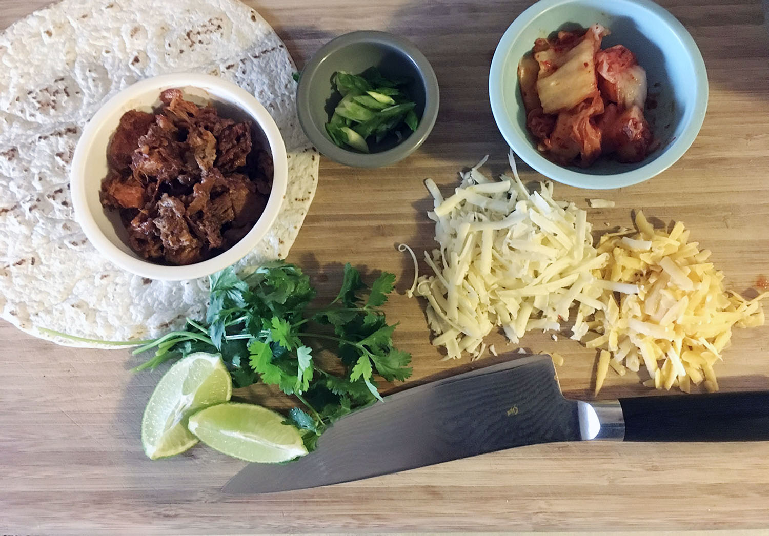 Korean Pork and Kimchi Quesadilla