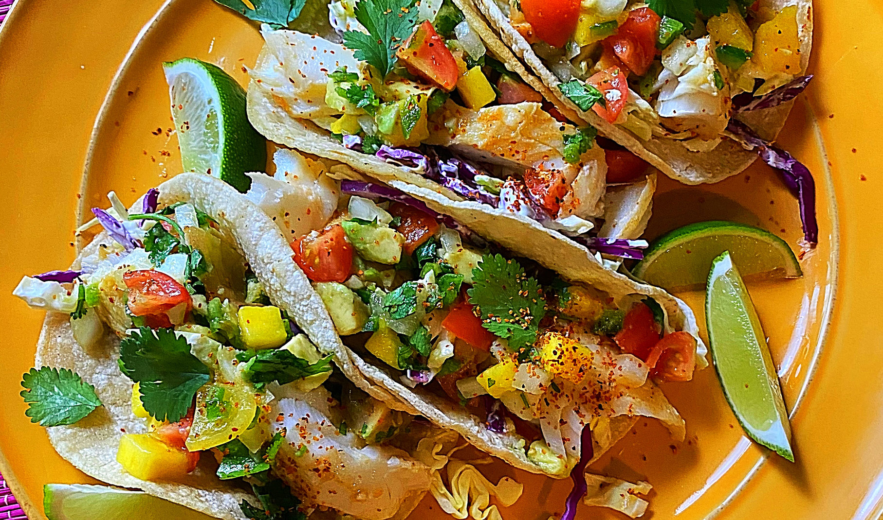 Fish Tacos with Mango Tajin Salsa