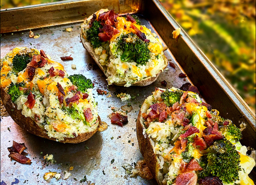 Broccoli, Bacon and Boursin Twice-Baked Potatoes