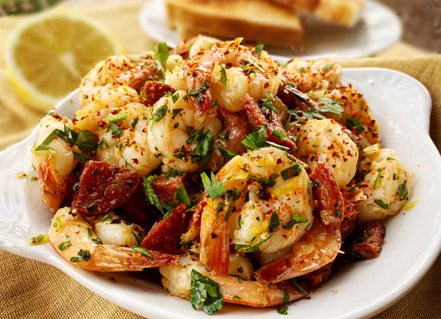 Garlicky Shrimp and Chorizo