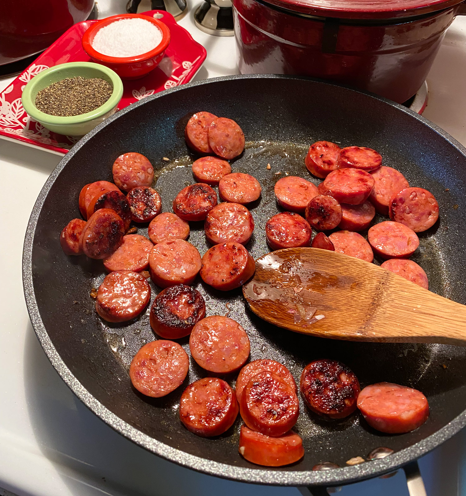 Honey Chipotle Baked Beans with Kielbasa